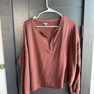 Aerie Rust Henley Sweater